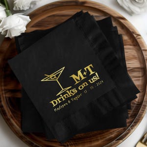 Custom Wedding Party Napkins, Cocktail Napkins, Stylish Cocktail Napkins, Wedding Napkins, Personalized Wedding Napkins, Custom Initials