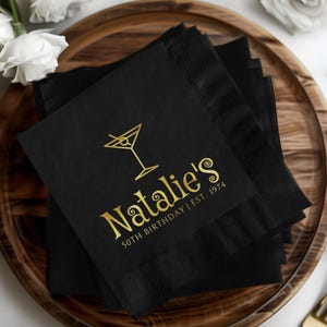 Benutzerdefinierte Folien-Geburtstags-Servietten, personalisierte Cocktail-Servietten, Getränkeservietten, Geburtstagsfeier-Dekor, kundenspezifische Party-Servietten
