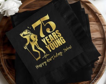 Custom Foil Birthday Napkins, Personalized Napkins, Cocktail Napkins, Beverage Napkins, Birthday Party Decor, Custom Party Napkins