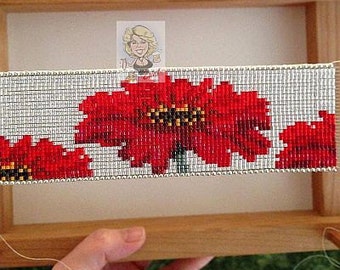 Gerbera Daisy Patch Bead Loom Cuff Pattern