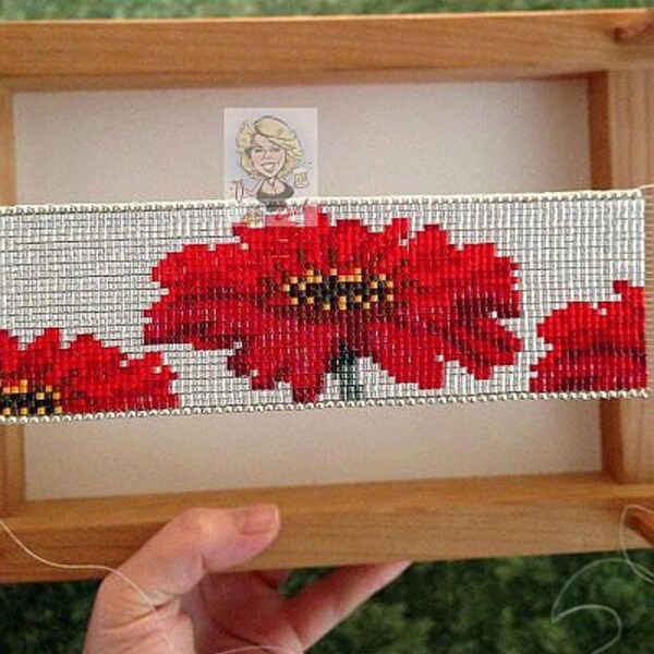 Gerbera Daisy Patch Bead Loom Cuff Pattern