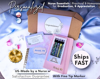 Set de regalo de enfermera personalizado, paquete de cuidado de enfermera, canasta de regalo de enfermera RN, agradecimiento de enfermera, caja de regalo de agradecimiento de enfermera, kit de autocuidado CNA, nueva enfermera