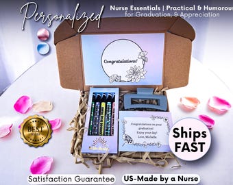 Caja de regalo de enfermera personalizada, paquete de cuidado de enfermera, canasta de regalo de graduación de enfermera RN, agradecimiento de enfermera, juego de regalo de agradecimiento de enfermera, kit de cuidado personal CNA