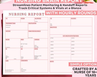 Editable ICU Nurse Report Sheet Med Surg, Nursing Report Sheet Nurse Brain New Grad, Report Sheet RN Patient Report W/ Meds, Canva & PDF