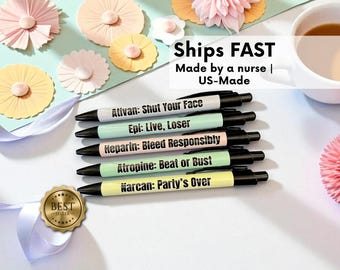 Funny ICU Nurse Pens Set, PCU Night Shift Nursing Essentials, Rn Nurse Tools, ICU Nurse Graduation Gift, Long Shift Supplies, Nurse Gifts