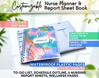 ICU Nurse Report Book – REUSABLE 4-Patient Brain Sheet for Critical Care, Wet Erase Shift Report, Pocket-Sized Stepdown/PCU/Floater Report