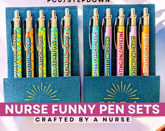 Funny Nurse Pen Set | Funny Nurse Gifts, MedSurg, ICU Gift, PCU Nurse Gift | Nursing Pens, Nurse Doctoral Gift | Nursing Student Gift