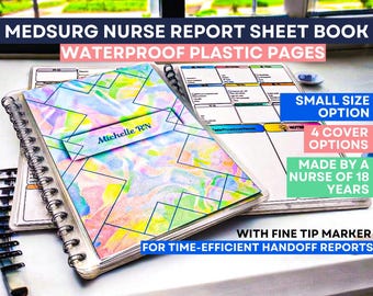 Med Surg Nurse Report Book – Reusable 8-Patient Brain Sheet for PCU Shift Report, Night Shift Nursing Notes, Clinical Rotation Must-Have