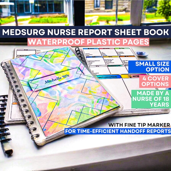 Med Surg Nurse Report Book – Reusable 8-Patient Brain Sheet for PCU Shift Report, Night Shift Nursing Notes, Clinical Rotation Must-Have