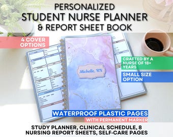 Nursing Student Report Book – Reusable 8 Patient Brain Sheet for Clinical Rotations, Wet Erase Shift Report, Pocket Nurse Organizer Notebook