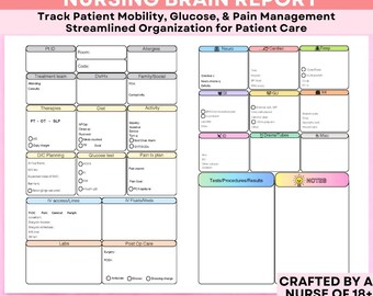 Editable ICU Nurse Report Sheet Med Surg, Nursing Report Sheet Nurse Brain New Grad, Report Sheet RN Patient Report W/ Meds, Canva & PDF