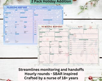 Holiday Nursing Report Sheets,Christmas Editable ICU Nurse Report Sheet Med Surg,Nurse Brain New Grad,RN Patient Report W/ Meds, Canva & PDF