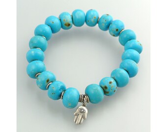 Blue Prayer Bead Bracelet with Silver.