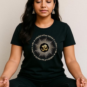 Aum (ॐ) Spiritual T-Shirt | Desi Yoga Meditation Tee | Sanskrit Mantra Graphic Shirt | Indian Culture Apparel