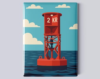 2KR Buoy Magnet – Red Navigation Buoy - Portsmouth Harbor, NH – 2.5x3.5” Iconic Coastal Art