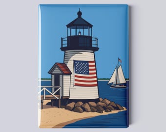 Brant Point Lighthouse Magnet – Nantucket – 2.5x3.5” Iconic Coastal Art
