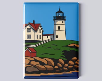 Nubble Lighthouse Magnet – Lighthouse Series - York, Maine – 2.5x3.5” Iconic Coastal Art
