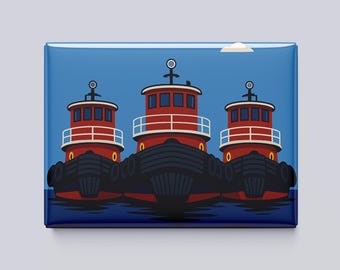 Portsmouth Tugboats Magnet – Portsmouth, New Hampshire – 3.5x2.5”  Iconic Coastal Art