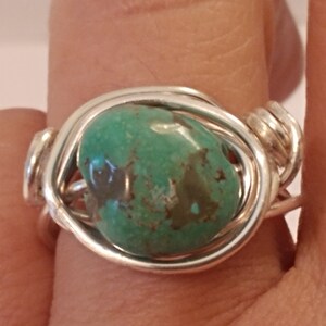 Türkis Ring Silber Draht in Geschenk-Box Größe 7-1/2 Türkis Perle Ring gewickelt