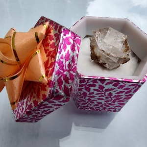 Herkimer Crystal Octagon Gift Box 25mm Double Herkimer Diamond Inclusion Matrix