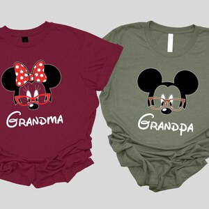 Disney Grandma Grandpa T-Shirt, Custom Nana Papa Disney Trip Tee, Family Disneyland Shirt, Disney 2025 Family Vacation T-Shirt