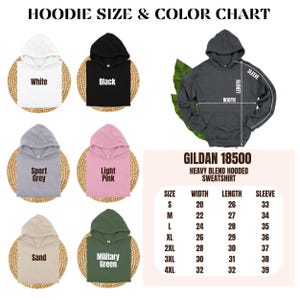 hoodie size and color chart