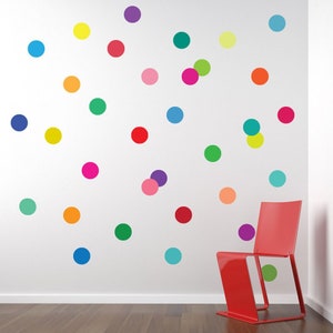 Dots Wall Decals Confetti Rainbow Polka Dot Wall Stickers, Eco-friendly Fabric Removable, Reusable Peel & Stick