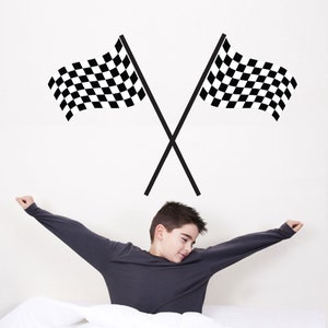 Large Racing Checkered Flags Wall Decals Removable and Reusable Eco-Friendly Matte Race Car Flag Wall Stickers