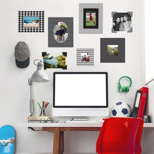 Wall Decals 5 Photo Frames and 8 Photo Corners Fabric Reusable and Removable Stickers