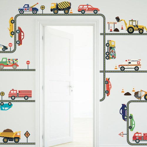 Wall Decals Construction Site Trucks & Construction Vehicles Etsy