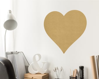 Large Metallic Gold or Silver Heart Wall Decal, Peel and Stick Removable Vinyl Heart Wall Sticker