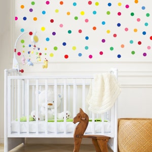 Dot Wall Decals 121 Mini Rainbow Dot Decals Confetti Polka Dot Wall Decals Peel and Stick Removable Nursery Wall Stickers image 1