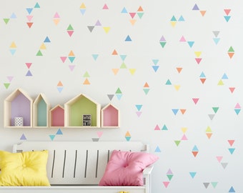 Triangle Wall Decals 96 Mini Pastel Triangle Wall Decal Fabric Matte Eco-friendly Removable & Reusable Triangle Stickers
