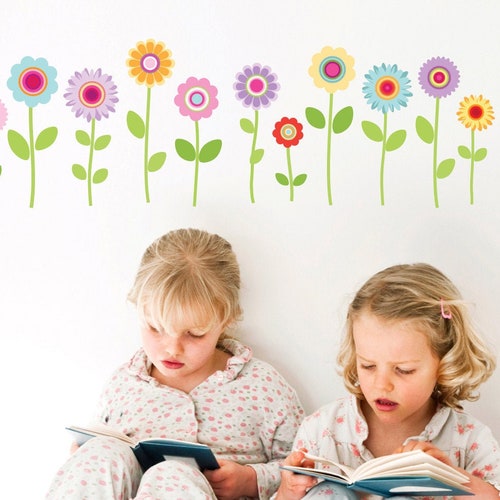 Nursery Doodle Flower Garden Wall Decals Vinyl Wall Stickers Etsy