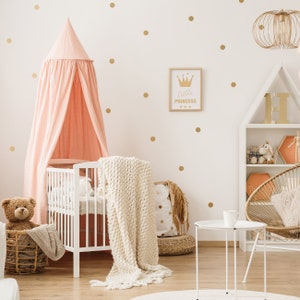 Gold Dot Wall Decals, Metallic Gold Polka Dots Wall Stickers, Peel and Stick Gold Dots