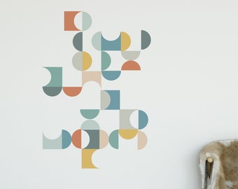 Mid Century Modern Wall Decals, Geometric Decals, Modern Wall Stickers, Removable and Reusable, Eco Friendly Matte Decals