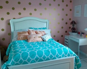 4 inch Metallic Gold Polka Dot Wall Decals, Peel and Stick, Removable