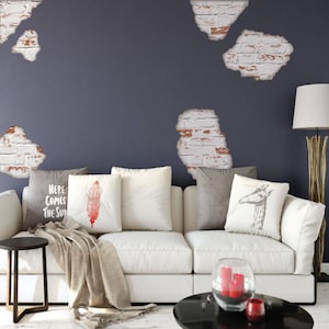Faux White Brick Breakaway Wall Decals, Removable & Reusable Peel and Stick Fabric Wall Stickers