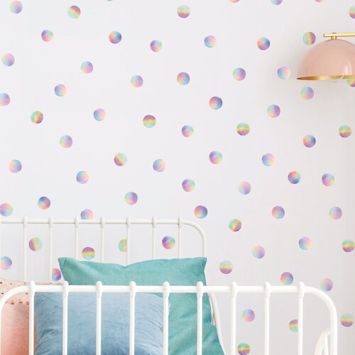 Watercolor Rainbow Dots 2 Polka Dot Decals 121 Fabric Etsy