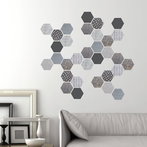 24 Pieces Removable Acrylic Mirror Setting Wall Sticker Decal Honeycomb Mirror for Home Living Room Bedroom Decor (Middle Hexagon, 5 x 4.3 x 2.5