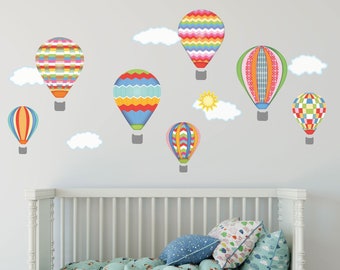 Hot Air Balloons & Cloud Wall Decals, Unisex Nursery Wall Decals, Eco Friendly Removable Wall Stickers Col. 4