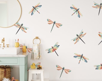 Dragonfly Wall Decals Repositionable Dragonfly Decals, Matte Fabric Dragonfly Wall Stickers Col 1