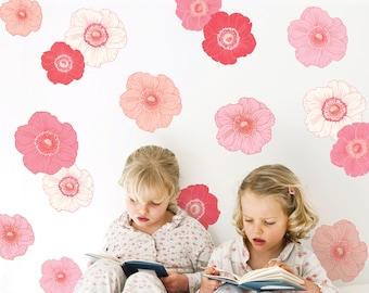Anemone Flower Wall Decals, Flower Wall Stickers, Anemone Wall Stickers, Nursery Wall Decals, Peel and Stick Removable Wall Decals