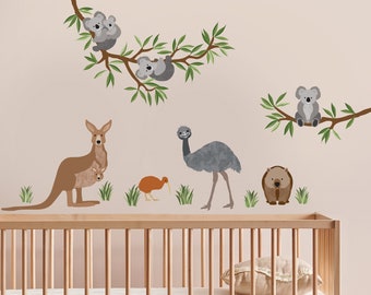 Australian Animal Wall Stickers, Koala Wall Decals, Kangaroo Decals, Aussie Animal Wall Decals, Nursery Wall Decals, Peel and Stick Decals