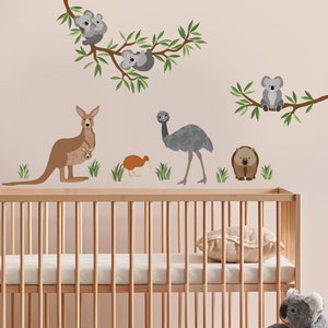 Australian Animal Wall Stickers, Koala Wall Decals, Kangaroo Decals, Aussie Animal Wall Decals, Nursery Wall Decals, Peel and Stick Decals