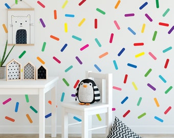 Rainbow Sprinkles Wall Stickers: Fabric Repositionable, Eco-Friendly, Removable, Kids' and Nursery Decals