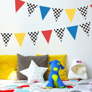 Race Car Decals,  Checkered Flag Decals, Race Car Stickers, Eco-Friendly, Peel and Stick, Reusable Wall Decals
