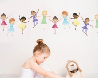 Ballet Wall Decals Ballerina Wall Decal 10 Dancing Ballerinas Wall Decal, Removable and Reusable Eco-friendly Fabric Wall Stickers