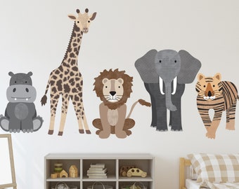 Large Safari Animal Wall Decals, Nursery Wall Decals, Jungle Wall Stickers, African Animal Wall Decals