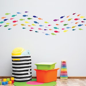 Rainbow Fish Wall Decals, Kids Wall Stickers, School of Fish Decals, Under the Sea Nursery Decals